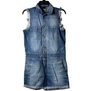 PRPS Womens‎ Lemans Denim Sleeveless Romper Jumpsuit Size Xsmall New
